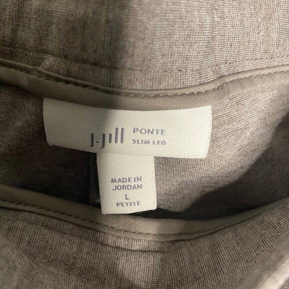 J Jill Pointe Slim Leg Gray Brown Pull On Dress Pants Size Large Petite Pockets - Picture 7 of 13